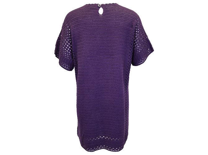 Vestido reto de manga curta Rachel Comey em algodão crochê roxo - vista 3