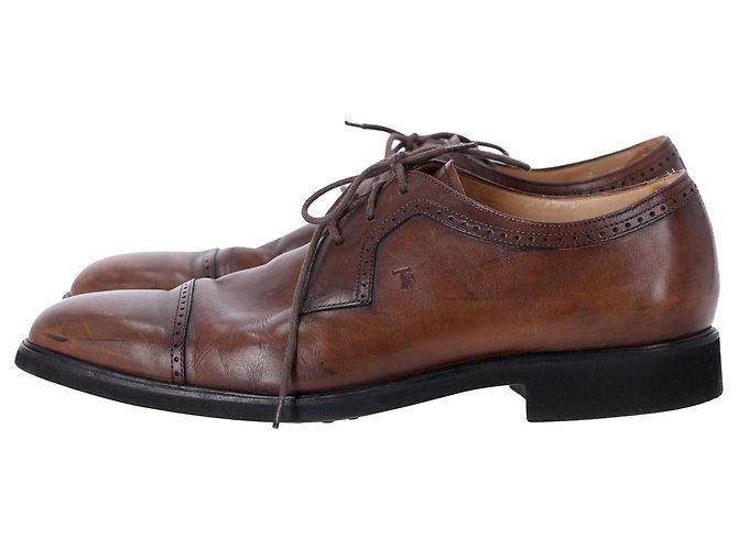 Scarpe derby stringate Tod's in pelle marrone - vista 3