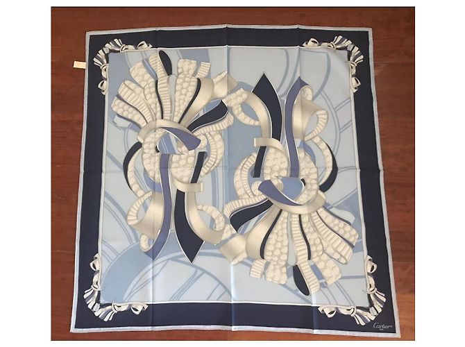 Foulard Cartier in seta blu navy - vista 2