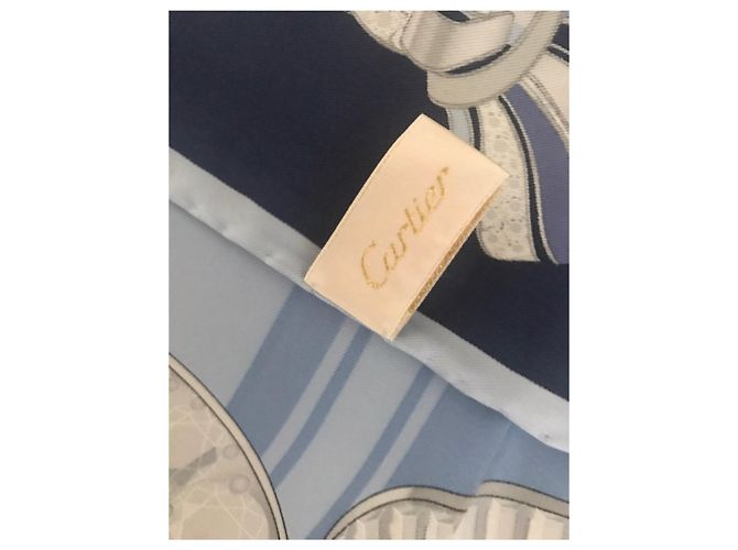 Foulard Cartier in seta blu navy - vista 4