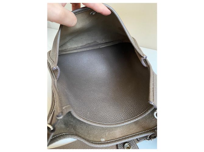 Borsa Hermès Evelyne Etoupe in pelle Togo GM Grigio - vista 9