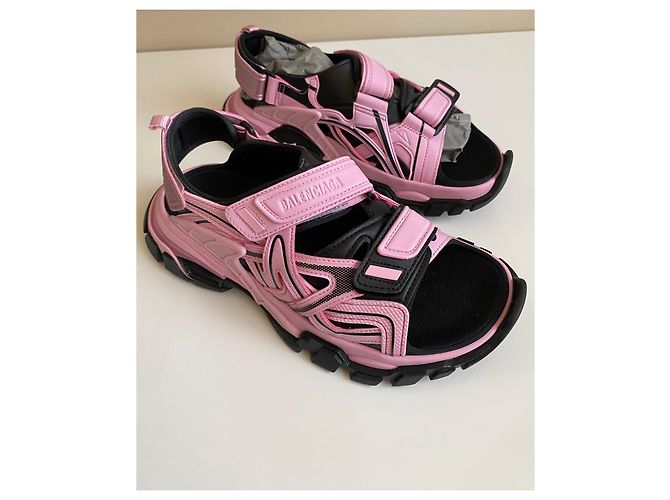Sandali Balenciaga Track Rosa e Neri in Tessuto - vista 3