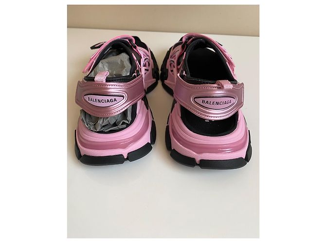 Sandali Balenciaga Track Rosa e Neri in Tessuto - vista 6
