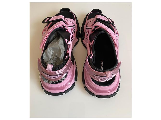 Sandali Balenciaga Track Rosa e Neri in Tessuto - vista 7