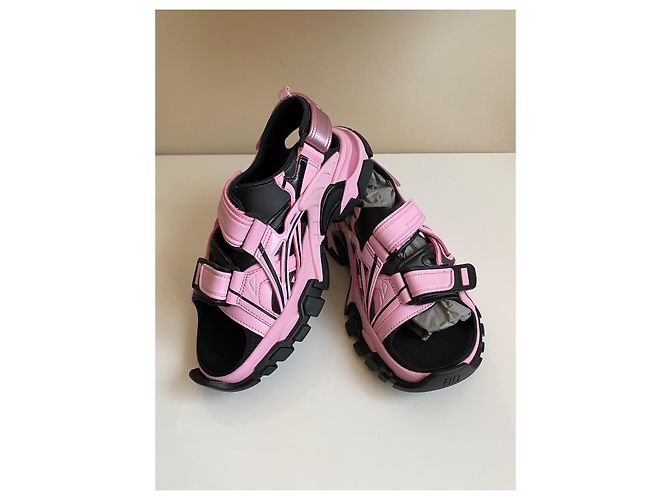 Sandali Balenciaga Track Rosa e Neri in Tessuto - vista 9