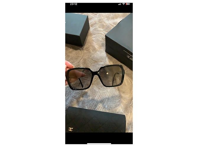 Occhiali da sole Chanel neri e oro Nero - vista 3