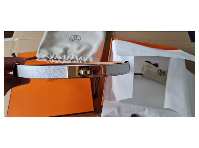 Cinturón Hermès Kelly cuero blanco - vista 2