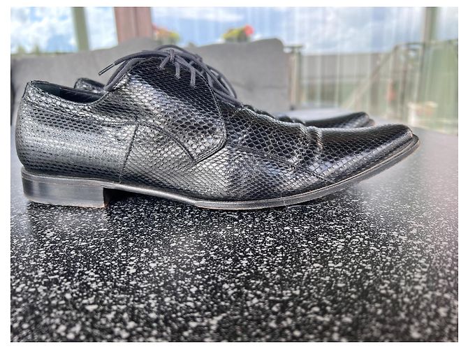 Scarpe Oxford Dolce & Gabbana in pelle e pitone nero - vista 5