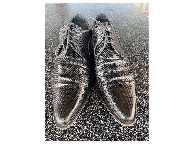 Scarpe Oxford Dolce & Gabbana in pelle e pitone nero - vista 6