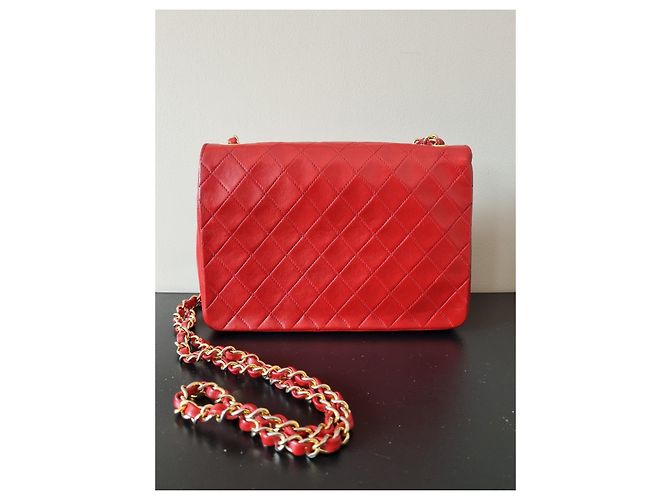 Borsa Chanel Timeless in pelle di agnello rossa Rosso - vista 10