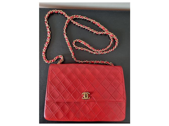 Borsa Chanel Timeless in pelle di agnello rossa Rosso - vista 14