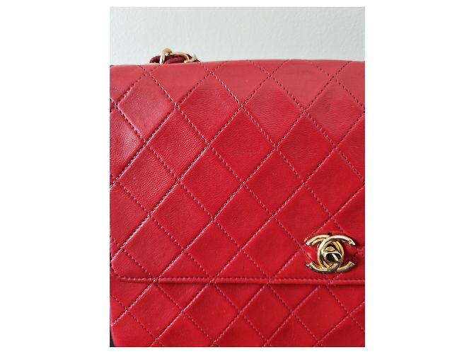 Borsa Chanel Timeless in pelle di agnello rossa Rosso - vista 15