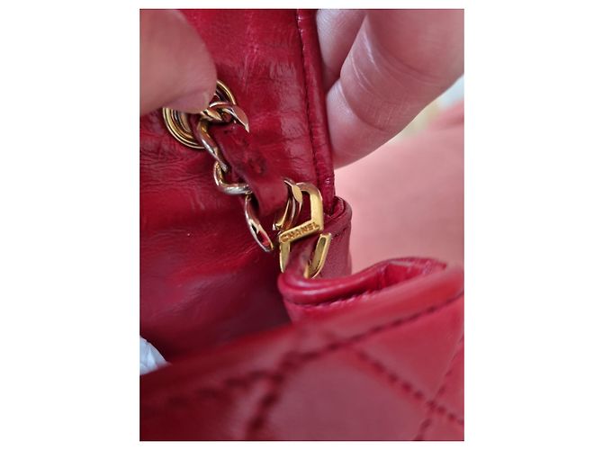 Borsa Chanel Timeless in pelle di agnello rossa Rosso - vista 3