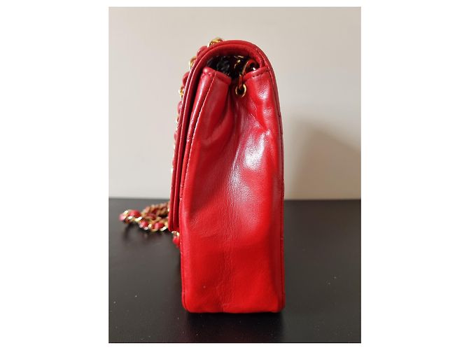 Borsa Chanel Timeless in pelle di agnello rossa Rosso - vista 8