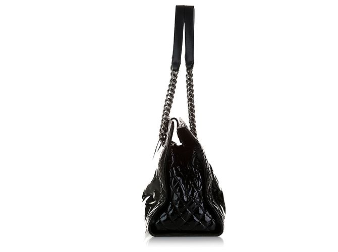 Chanel Black Patent Boy Reverso Shopping Tote Nero - vista 3