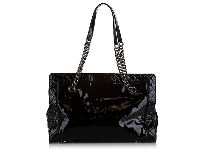 Chanel Black Patent Boy Reverso Shopping Tote Nero - vista 4