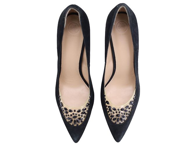 Décolleté Tory Burch Delphine impreziositi in camoscio nero - vista 7