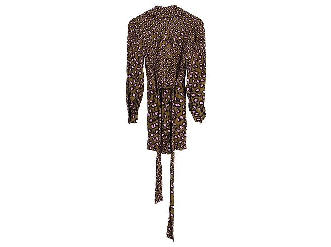 Diane Von Furstenberg Ella Wrap-Effect Leopard Print Playsuit in Multicolor Viscose - view 3