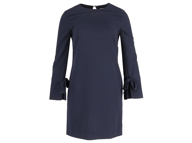 Iris & Ink-Ärmel-Tunikakleid mit Schleife aus marineblauem Polyester - Ansicht 3