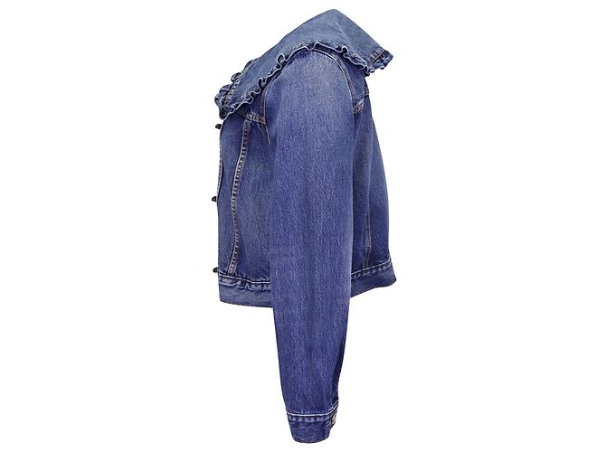 Chaqueta vaquera con cuello de volantes Ganni en algodón azul - vista 2
