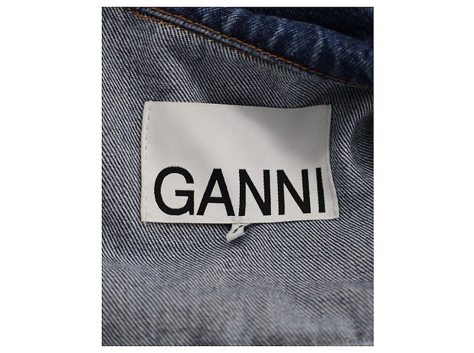 Chaqueta vaquera con cuello de volantes Ganni en algodón azul - vista 4