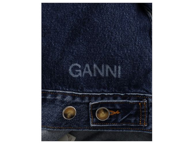 Chaqueta vaquera con cuello de volantes Ganni en algodón azul - vista 8