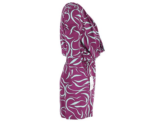 Diane Von Furstenberg Danil Mini abito con collo ad anello e cintura in poliestere multicolore - vista 3