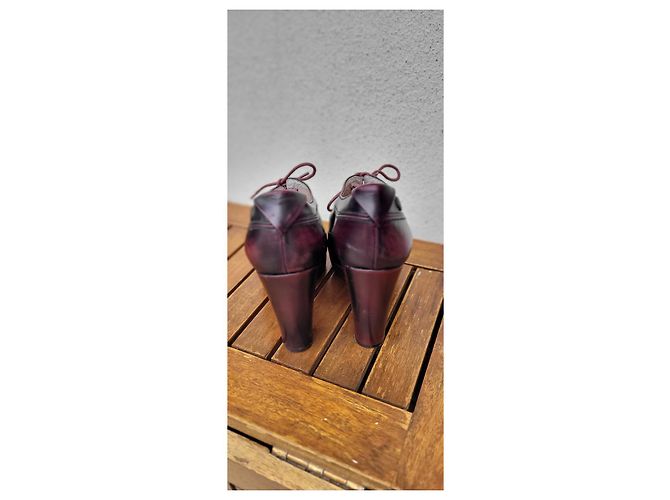 Autre Marque Stivaletti stringati Cuplé in pelle rosso scuro 38 Bordò - vista 6
