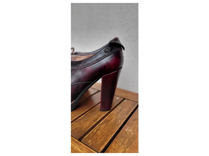 Autre Marque Stivaletti stringati Cuplé in pelle rosso scuro 38 Bordò - vista 7