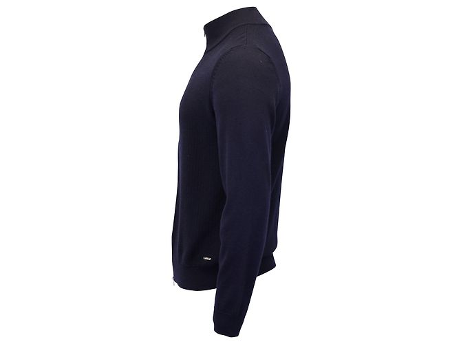 Hugo Boss Regular Fit Zip Cardigan in Navy Blue Cotton - Ansicht 2
