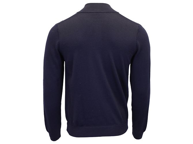 Hugo Boss Regular Fit Zip Cardigan in Navy Blue Cotton - Ansicht 3