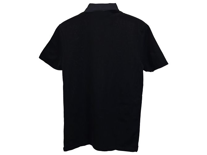 Polo Lanvin con collo in grosgrain in cotone nero - vista 2