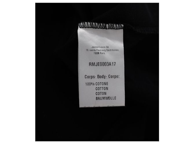 Polo Lanvin con collo in grosgrain in cotone nero - vista 4