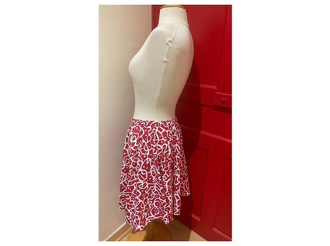 Falda Agnès b. Rafael Gray Roja y Blanca de Algodón Blanco - vista 3