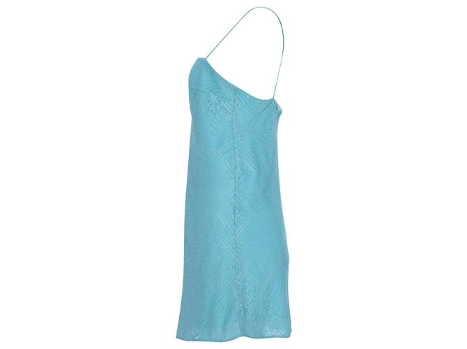 Autre Marque Rotate Birger Christensen Satin-Jacquard-Mini-Slipkleid aus blauer Viskose Hellblau - Ansicht 2