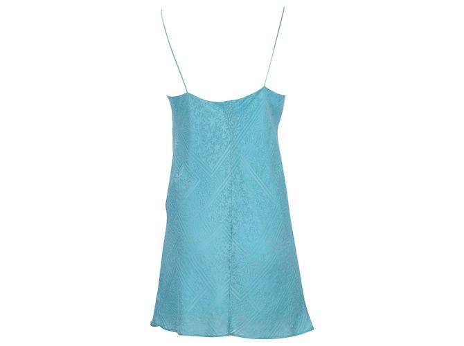 Autre Marque Rotate Birger Christensen Satin-Jacquard-Mini-Slipkleid aus blauer Viskose Hellblau - Ansicht 3