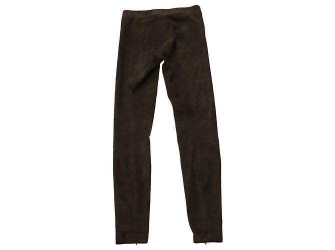 Calça Cropped Vince com Bainha Dividida em Camurça Marrom - vista 2