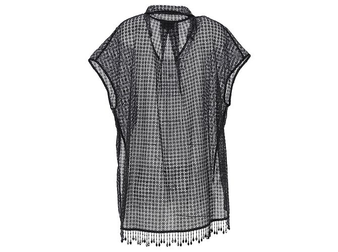 Ganni Häkelperlen-Strandkleid aus schwarzem Polyester - Ansicht 3