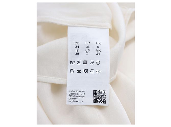 Camicetta Hugo Boss con collo a buco della serratura e maniche a un quarto in seta color crema Bianco Crudo - vista 5