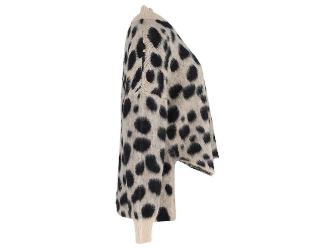 Suéter Hugo Boss Fellyna Jacquard Animal Print em Bege e Nylon Preto - vista 2