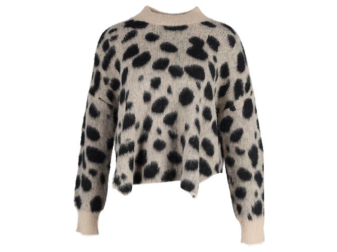 Suéter Hugo Boss Fellyna Jacquard Animal Print em Bege e Nylon Preto - vista 3