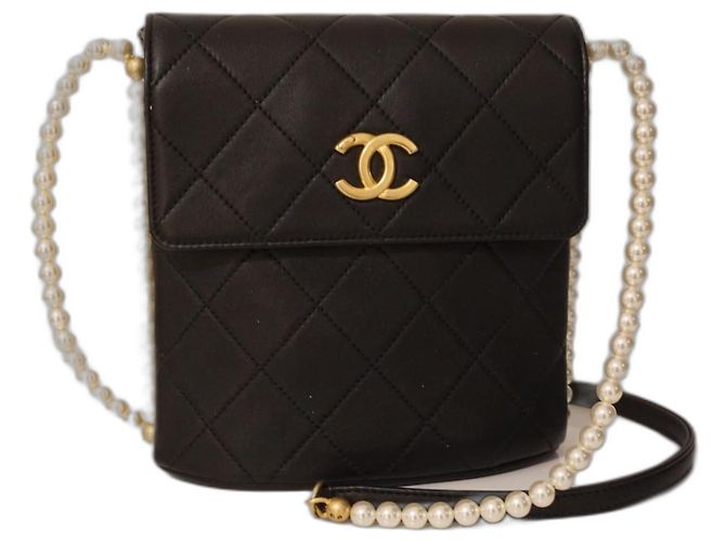 Borsa Chanel Hobo in pelle nera e perle Nero - vista 2