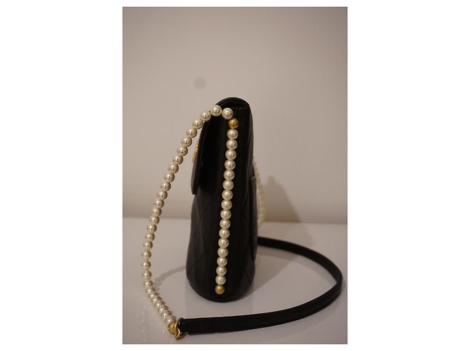 Borsa Chanel Hobo in pelle nera e perle Nero - vista 4
