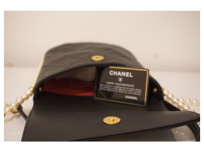 Borsa Chanel Hobo in pelle nera e perle Nero - vista 5