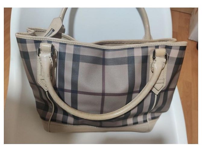 Brook Burberry mittelgroße Einkaufstasche, SKU mit geräuchertem Karomuster 45136 Beige - Ansicht 15