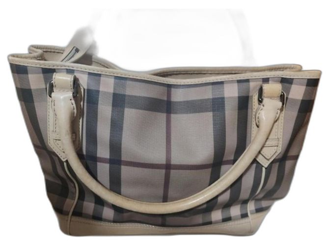 Brook Burberry mittelgroße Einkaufstasche, SKU mit geräuchertem Karomuster 45136 Beige - Ansicht 2
