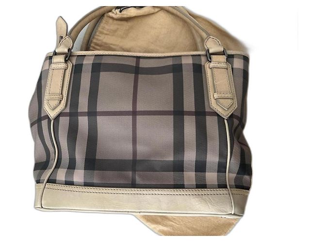 Brook Burberry mittelgroße Einkaufstasche, SKU mit geräuchertem Karomuster 45136 Beige - Ansicht 3