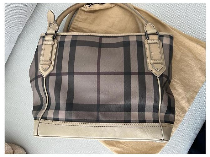 Brook Burberry mittelgroße Einkaufstasche, SKU mit geräuchertem Karomuster 45136 Beige - Ansicht 5