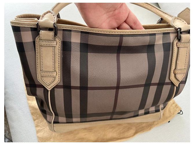 Brook Burberry mittelgroße Einkaufstasche, SKU mit geräuchertem Karomuster 45136 Beige - Ansicht 6