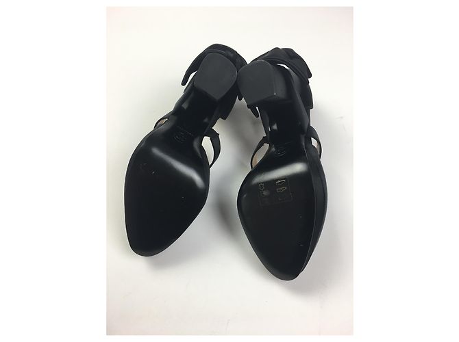 Cambon Chanel Décolleté in raso con fiocchi Nero - vista 5